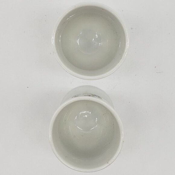 White Vintage Set of 2 Porcelain Geese & Tulips Footed Egg Cup Holders - Picture 3 of 7